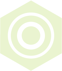 a hexagon symbol, inscribed by two concentric circles